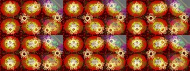 Kahverengi, kırmızı ve sarı renkler üzerine tasarım. Çiçek Elementleri 'nin soyut geçmişi. Raster kış deseni. Raster illüstrasyonu.