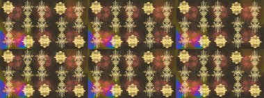 Güzel tasarım. Raster illüstrasyonu. Noel için tatil tasarımı, yeni yıl moda baskıları. Kahverengi, sarı ve yeşil kar taneleri. Kar tanelerinin soyut arkaplanlı Noel arkaplanı.