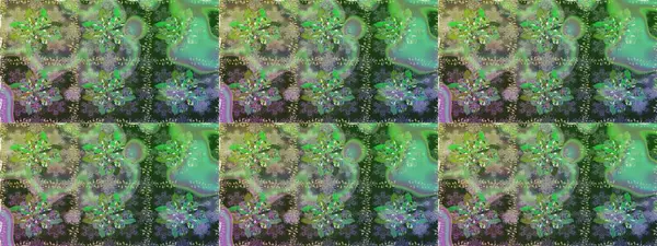 Hint süsü. Çiçek duvar kağıdı. Kusursuz desen. Renkli süs kenarı. Yeşil ve nötr renklerde. Raster illüstrasyonu.