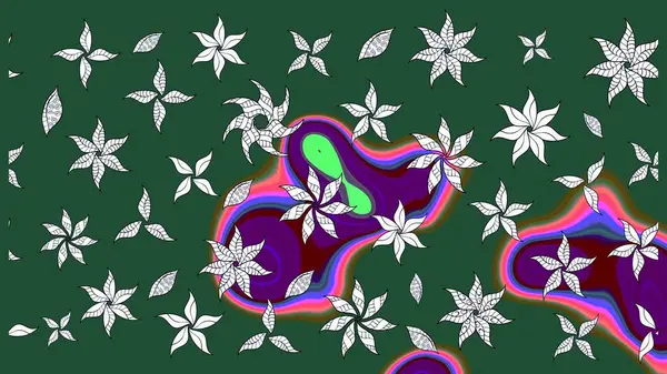 Çiçek desenli eskiz, yaz çiçekleri. Düz Çiçek Elementleri Tasarımı. Yeşil renkli çiçekler. Renkli Bahar Teması çizim şablonu.