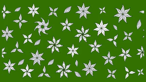 Yeşil renkli etnik çiçeklerle süslenmiş zarif bir eskiz şekli. Asya Tekstil 'inde Raster Çiçek İllüstrasyonu.