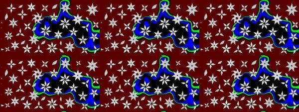 Vadinin yeşil renkli çiçekleri. Çiçeksel çizim kalıbının çizimi.