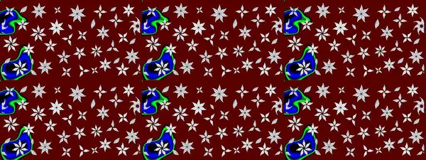 Vadinin yeşil renkli çiçekleri. Çiçeksel çizim kalıbının çizimi.