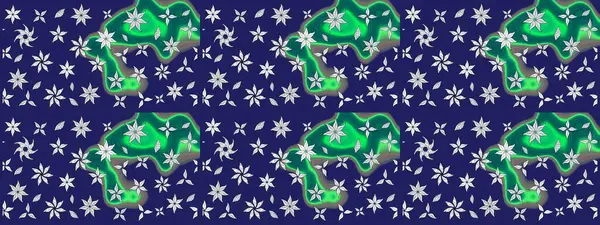 Vadinin yeşil renkli çiçekleri. Çiçeksel çizim kalıbının çizimi.