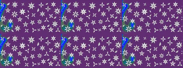 Vadinin yeşil renkli çiçekleri. Çiçeksel çizim kalıbının çizimi.