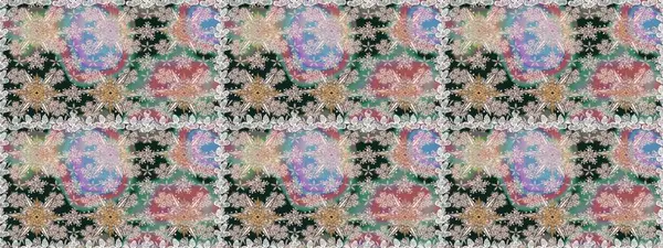 Çiçekli, suluboya desenli kusursuz çiçek deseni. Düz Çiçek Elementleri Tasarım Raster illüstrasyonu. Tarafsız renkler üzerine çiçekler. Renkli Bahar Teması Arkaplansız Desen.