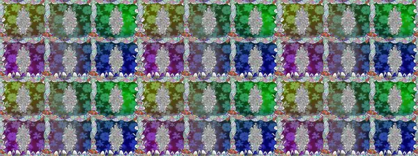 Raster illüstrasyonu. Düz Çiçek Elementleri Tasarımı. Renkli Bahar Temalı Kusursuz Arkaplan. Renkli çiçekler. Çiçekli, suluboya desenli kusursuz çiçek deseni.