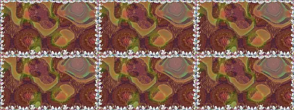 Açık. El çizimi çiçek unsurları olan soyut, dikişsiz raster deseni. Çiçekli ipek eşarp. 1950-1960 motifleri. Retro tekstil tasarım koleksiyonu.