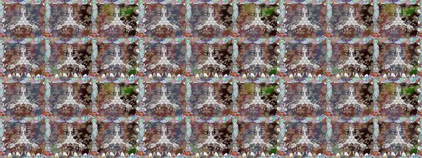 Raster illüstrasyonu. Kahverengi renklere karalamalar çizen kusursuz çiçek deseni.