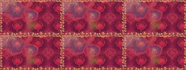 Raster illüstrasyonunda kusursuz çiçek deseni. Kırmızı renkte çiçekler.