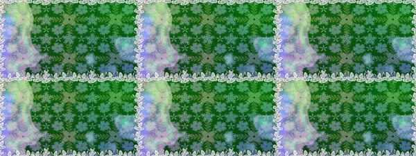 Yeşil renkte güzel bir tekstil. Raster illüstrasyonu. Çiçeklerle suluboya desenleri.