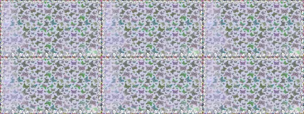 Sonsuz. Kelebekli kusursuz soyut çiçek arkaplanı. Raster. Çizim, karalama, karalama. Moda Kumaşı Tasarımı.