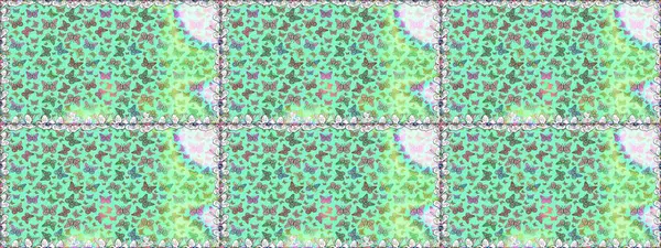 Kusursuz desen. Tekstil baskısı için ekose kelebek. Mavi renkte bir resim. Raster illüstrasyonu. Karala, karala, karala.