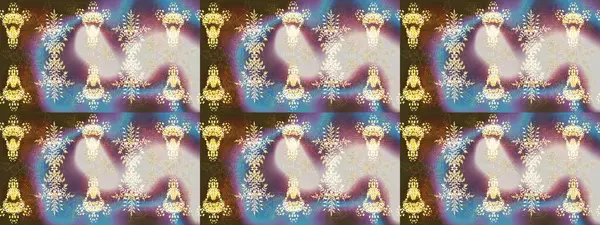 Raster deseni. Bahar çiçekleriyle desen dalla, kahverengi renklerle çiçek siluetiyle.