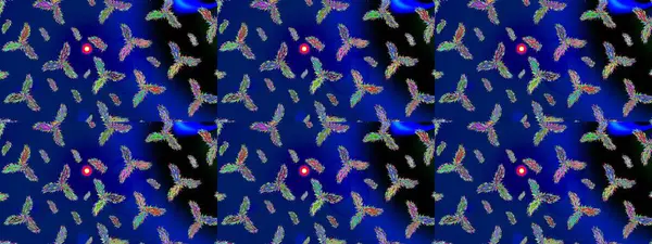 Yuvarlak raster kar tanesi. Güzel kar tanesi. Soyut kış mavisi, siyah ve yeşil süs. Raster illüstrasyonu. Renkli arka planda izole tatlı kar taneleri.