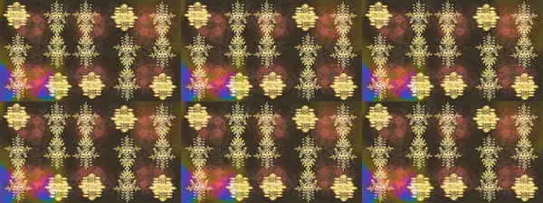 Güzel tasarım. Raster illüstrasyonu. Noel için tatil tasarımı, yeni yıl moda baskıları. Kahverengi, sarı ve yeşil kar taneleri. Kar tanelerinin soyut arkaplanlı Noel arkaplanı.