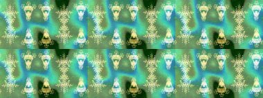 Yeşil, mavi ve nötr çiçekli eskiz deseni, suluboya çiçek deseni, güzel çiçek, duvar kağıdı, kart ya da kumaş için fayanslı. Raster - stok.