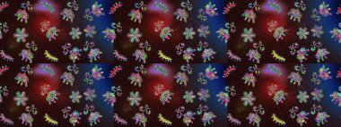 Sanat terapisi tarzı zen çizim için kahverengi, mavi ve gri mandala şeklinde kar taneleri. El çizimi, dövme stili, kumaş tasarımı ve Raster illüstrasyonunda kartlar..