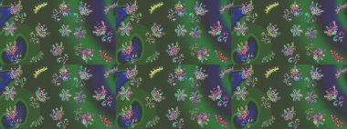 Raster Noel soyut renkli arka plan ve tatlı kar tanesi. Raster illüstrasyonu. Kar taneli yeşil, mor ve mavi renkler..