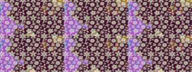 Raster Çiçek İllüstrasyonu 'nun şirin tekstili. Kahverengi renkli etnik çiçeklerle zarif bir eskiz deseni..