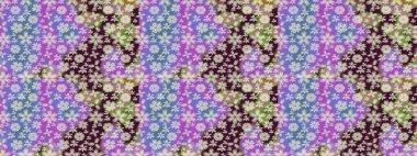 Düz Çiçek Elementleri Tasarımı. Süslü kumaş deseni. Renkli Bahar Teması eskiz kalıbı. Raster illüstrasyonunda çiçek deseni çizimi.