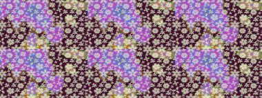 Raster illüstrasyonundaki çiçek desenli çizim. Kahverengi renkte çiçekler.