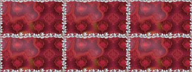 Kabile sanatı boho baskısı, klasik çiçek arkaplanı. Arkaplan dokusu, duvar kağıdı, kırmızı renkli çiçek teması. Soyut etnik raster pürüzsüz desen.