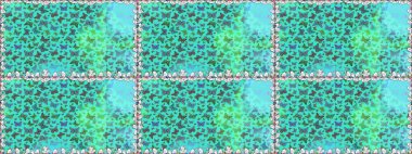 Kelebekli Raster çiçeksiz desen. Mavi ve yeşil renkli bir resim. Kağıt, kumaş ve ambalaj için uygun.