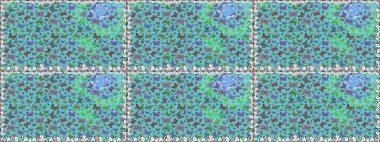 Raster illüstrasyonu. Kusursuz bir arka plan. Basit bir şekilde. Mavi ve yeşil renkte soyut sevimli kelebek.