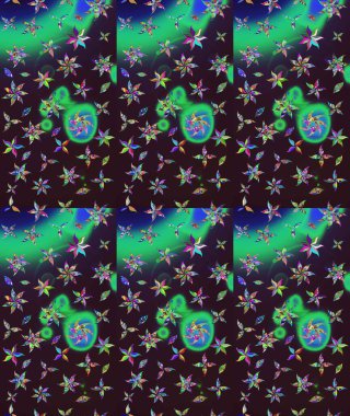 Tekstil, kumaş, ambalaj, hatıra defteri için hoş bir çiçek arkaplanı. Kahverengi arka planda. Elle çizilmiş çiçek desenli Raster çizimi. Çocuksu tasarım.