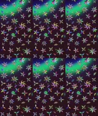 Raster illüstrasyonu. Kahverengi renklere karalamalar çizilmiş çiçek deseni.