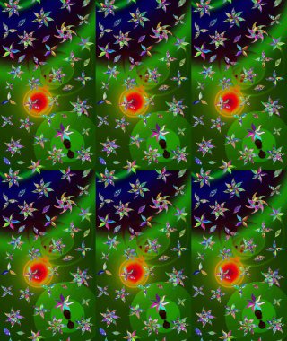 Renkli Bahar Teması eskiz kalıbı. Yeşil renkli çiçekler. Güzel çiçek deseni. Düz Çiçek Elementleri Tasarımı.