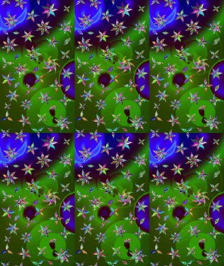 Suluboya çizim kalıbı. Çiçekler suluboya tarzında yeşil renkte. Çiçek izi.