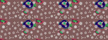 Çiçekli güzel suluboya desen. Raster illüstrasyonu. Kahverengi renklerde.