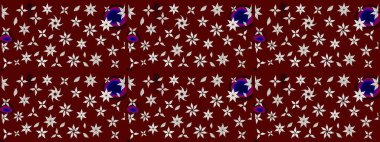 El çizimi çiçek çizimi deseni (fayans). Şirin çiçekli, desenli, kırmızı renkli bir eskiz deseni. Tekstil için suluboya çizim deseni.