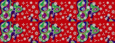 Raster illüstrasyonundaki çiçek desenli çizim. Güzel kumaş deseni. Renkli Bahar Teması eskiz kalıbı. Düz Çiçek Elementleri Tasarımı.