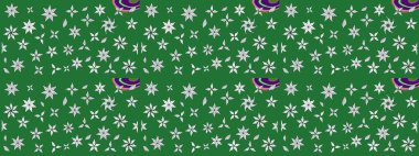 Asya tekstil tarzında. Renkli Bahar Teması eskiz kalıbı. Düz Çiçek Elementleri Tasarımı. Çiçek desenli çizim. Güzel kumaş deseni. Raster illüstrasyonu.