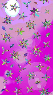 Asya tekstil tarzında. Düz Çiçek Elementleri Tasarımı. Renkli Bahar Teması eskiz kalıbı. Raster illüstrasyonu. Güzel kumaş deseni. Çiçek desenini çiz.