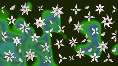 Raster illüstrasyonu. Gri renkli çiçekler. Küçük çiçekte sevimli çiçek deseni var..