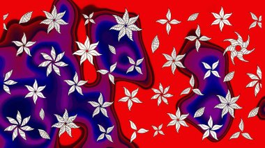 Suluboya çizim kalıbı. Çiçek izi. Suluboya tarzında kırmızı renkte çiçekler.