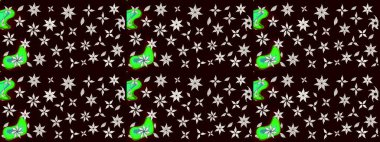 Üzerinde gelincikler ve vadi zambakları olan renkli çiçek desenli nakış deseni. Tekstil tasarımı için siyah renkli geleneksel halk çiçekleri buketi.