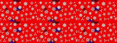 Çiçek desenli çizim. Raster illüstrasyonu. Asya tekstil tarzında. Kırmızı renkte çiçekler. Renkli Bahar Teması eskiz kalıbı. Düz Çiçek Elementleri Tasarımı.