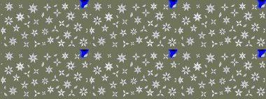 Ağaç dallı bahar çiçekleri ile desen, çiçek siluetiyle yeşil renkler. Raster deseni.