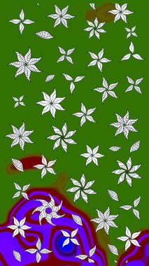 Düz Çiçek Elementleri Tasarımı. Raster. Renkli Bahar Teması çizim şablonu.