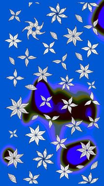 Yumuşak, mavi renkte bahar çiçekleri. Çiçekli karalama şeklinde Raster çiçek deseni. Raster illüstrasyonu.