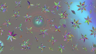 Gri renkli çiçekler. Çiçekli karalama şeklinde Raster çiçek deseni. Yumuşak, yaz çiçekli arka plan.