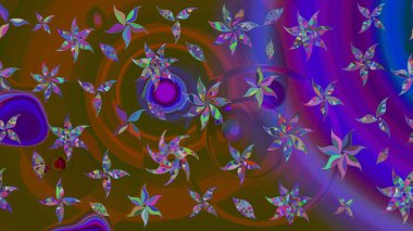 Kahverengi renkli bitkilerden oluşan parlak çiçekli çizim deseni.