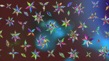 Kahverengi renkte çok kahverengi, zarif küçük çiçekler ve komik böcekler, raster desen, illüstrasyon.