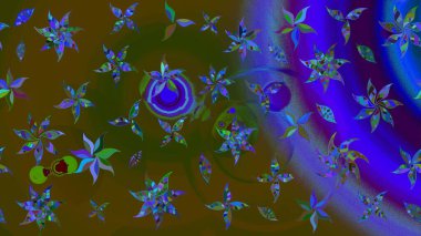 Çiçek çelengi. Desen, çizim, çiçek sınırı. Raster illüstrasyonu. Eski moda arka plan. Güzel, parlak, pürüzsüz kumaş, tuval. Kıvırcık, parlak örgü.