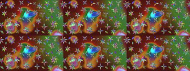 Renkli Bahar Teması eskiz kalıbı. Düz Çiçek Elementleri Tasarımı. Kahverengi renkli çiçekler. Güzel çiçek deseni..